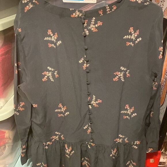 EUC Madewell Silk Tie-Neck Wild Botanic Evergreen Dress - Picture 11 of 11